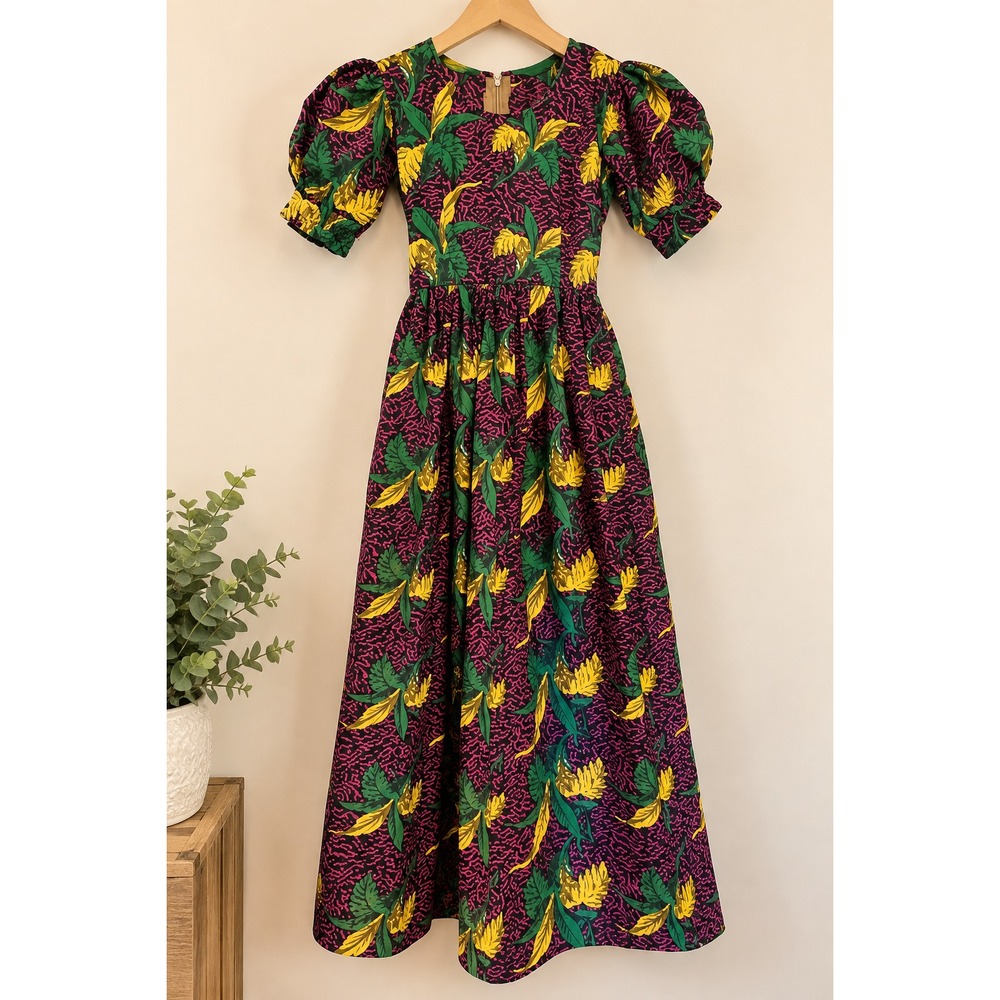 NIGERIAN AFRICAN Kids Girls Dress Size 8 Handmade Maxi Short Sleeve Aline Pink